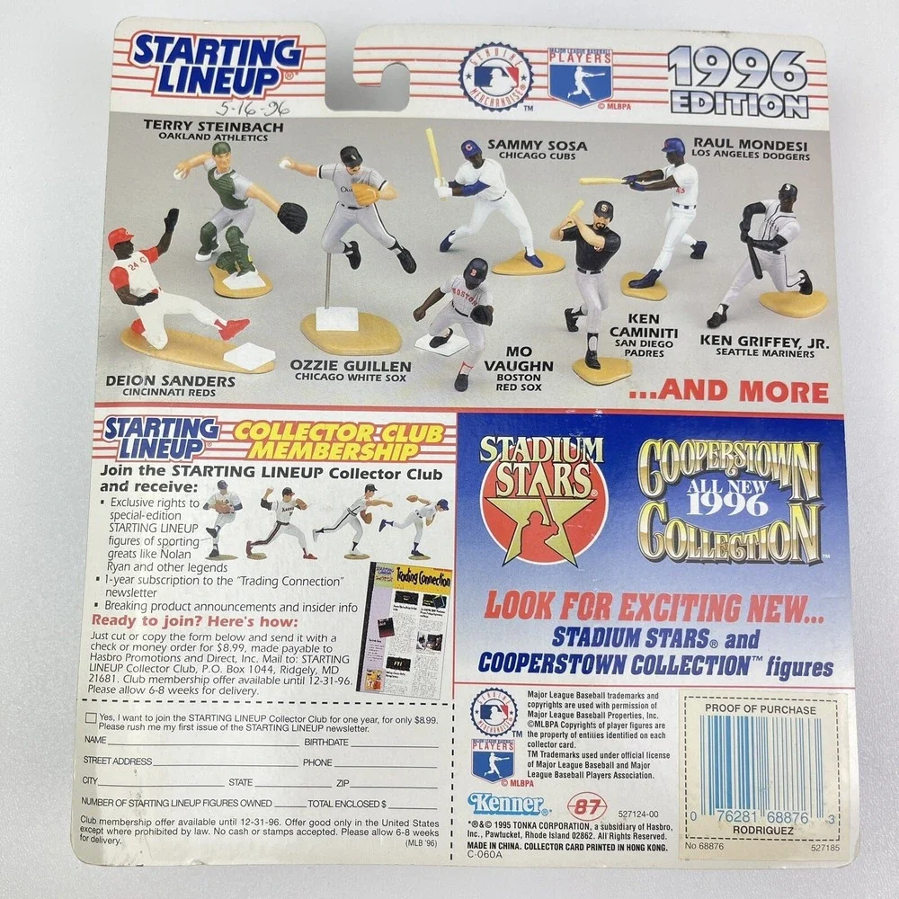 Starting Lineup 1996 Ivan Rodriguez Texas Rangers Action Figure Card